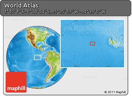 Physical Location Map of the Area around 0° 52' 31" S, 95° 7' 30" W