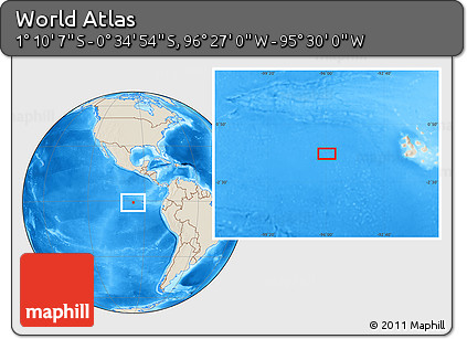 Shaded Relief Location Map of the Area around 0° 52' 31" S, 95° 58' 29" W