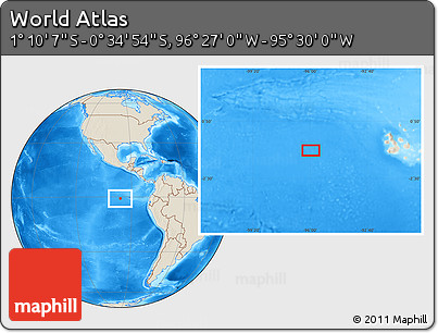 Shaded Relief Location Map of the Area around 0° 52' 31" S, 95° 58' 29" W