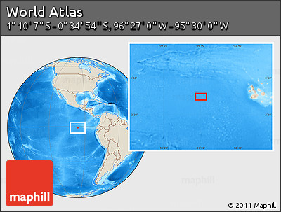 Shaded Relief Location Map of the Area around 0° 52' 31" S, 95° 58' 29" W