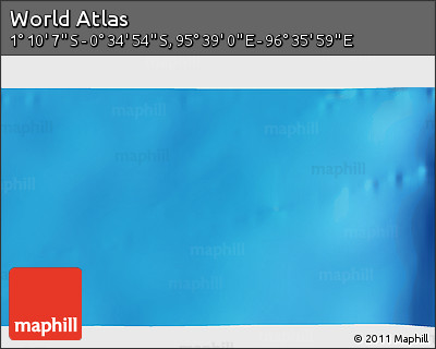 Shaded Relief 3D Map of the Area around 0° 52' 31" S, 96° 7' 30" E