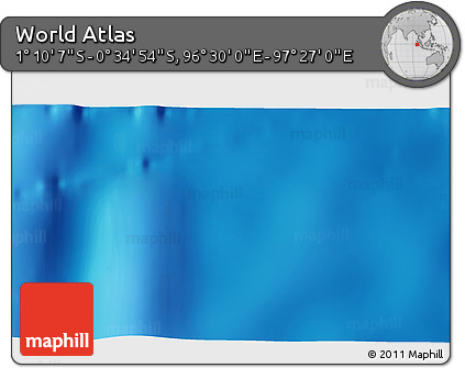 Shaded Relief 3D Map of the Area around 0° 52' 31" S, 96° 58' 29" E