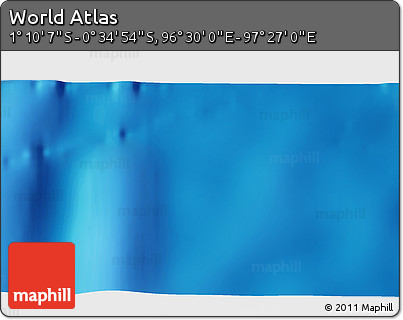 Shaded Relief 3D Map of the Area around 0° 52' 31" S, 96° 58' 29" E