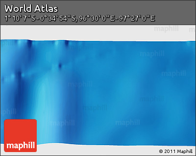 Shaded Relief 3D Map of the Area around 0° 52' 31" S, 96° 58' 29" E