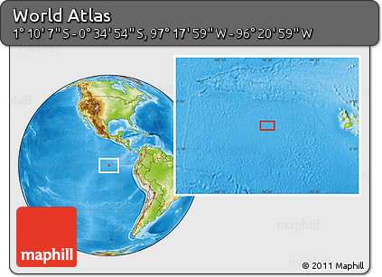Physical Location Map of the Area around 0° 52' 31" S, 96° 49' 29" W