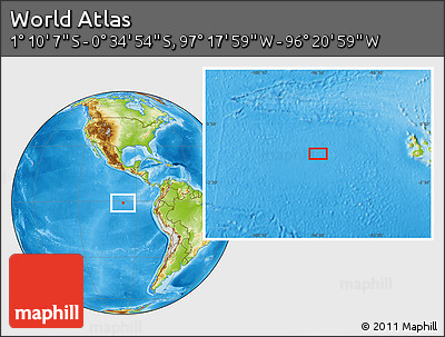 Physical Location Map of the Area around 0° 52' 31" S, 96° 49' 29" W