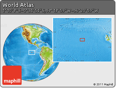 Physical Location Map of the Area around 0° 52' 31" S, 96° 49' 29" W
