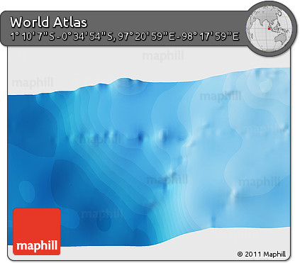 Political 3D Map of the Area around 0° 52' 31" S, 97° 49' 29" E