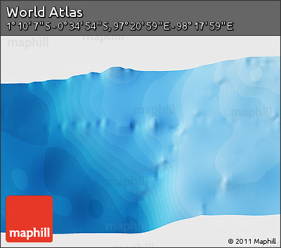 Political 3D Map of the Area around 0° 52' 31" S, 97° 49' 29" E