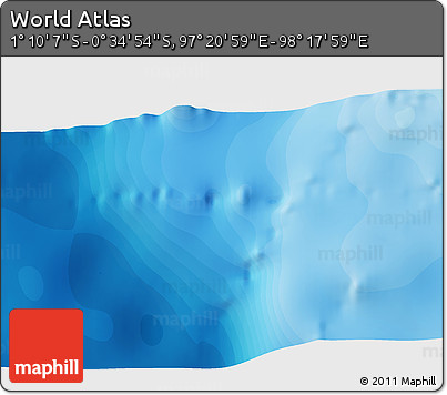Political 3D Map of the Area around 0° 52' 31" S, 97° 49' 29" E