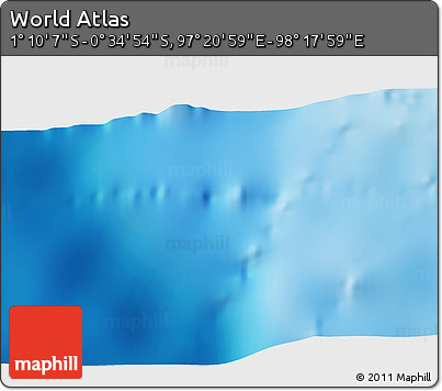 Shaded Relief 3D Map of the Area around 0° 52' 31" S, 97° 49' 29" E