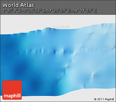 Shaded Relief 3D Map of the Area around 0° 52' 31" S, 97° 49' 29" E