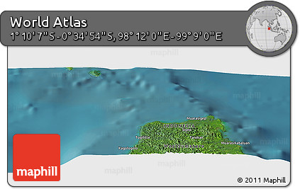 Satellite Panoramic Map of the Area around 0° 52' 31" S, 98° 40' 30" E