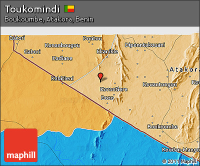 Political 3D Map of Toukomindi