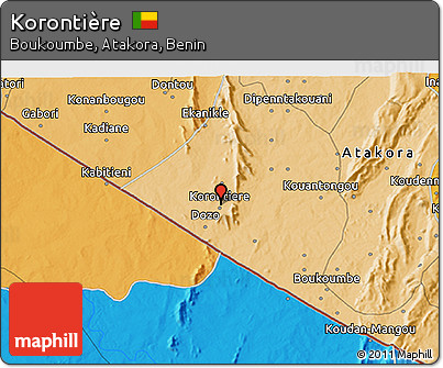 Political 3D Map of Korontière