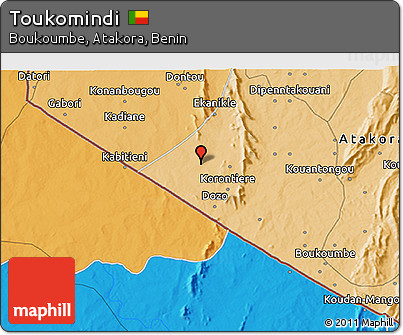 Political 3D Map of Toukomindi