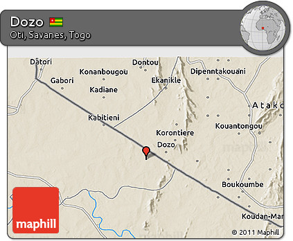 Shaded Relief 3D Map of Dozo