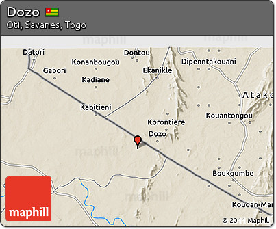 Shaded Relief 3D Map of Dozo