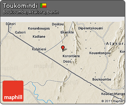 Shaded Relief 3D Map of Toukomindi
