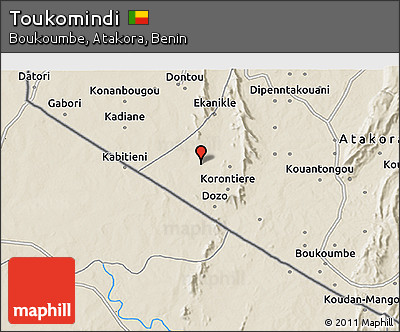 Shaded Relief 3D Map of Toukomindi