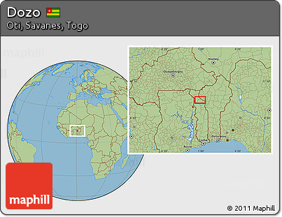 Savanna Style Location Map of Dozo