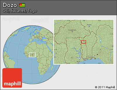 Savanna Style Location Map of Dozo