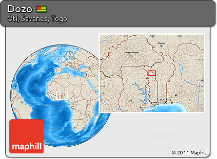 Shaded Relief Location Map of Dozo