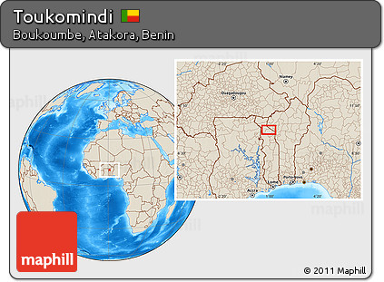 Shaded Relief Location Map of Toukomindi