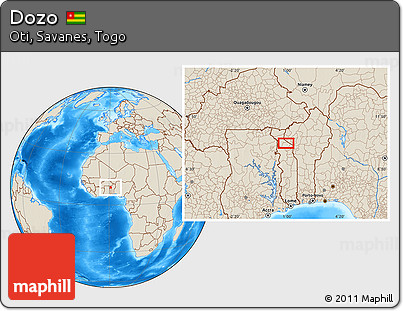 Shaded Relief Location Map of Dozo