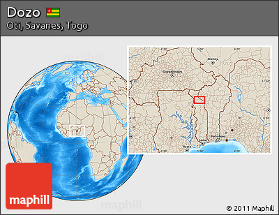 Shaded Relief Location Map of Dozo