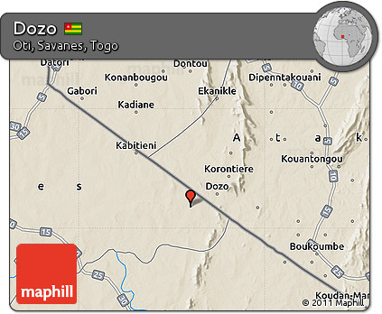 Shaded Relief Map of Dozo