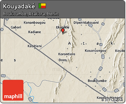 Shaded Relief Map of Kouyadaké