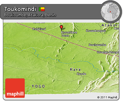 Physical Panoramic Map of Toukomindi