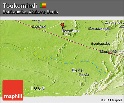 Physical Panoramic Map of Toukomindi