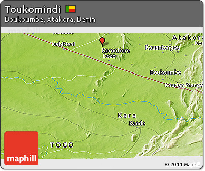 Physical Panoramic Map of Toukomindi