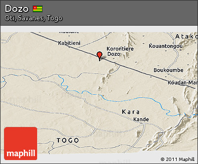 Shaded Relief Panoramic Map of Dozo