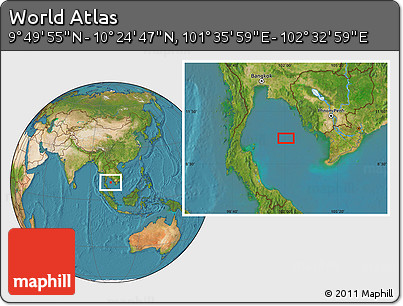 Satellite Location Map of the Area around 10° 7' 21" N, 102° 4' 29" E
