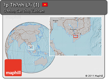 Gray Location Map of Ấp Thạnh Lợi (1), hill shading