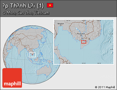 Gray Location Map of Ấp Thạnh Lợi (1), hill shading