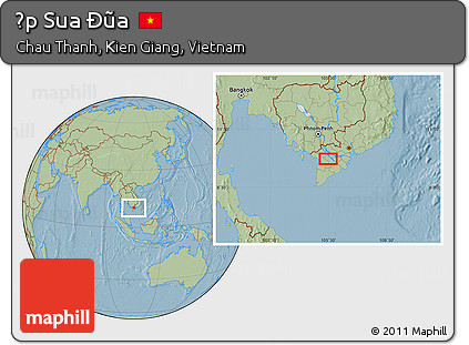 Savanna Style Location Map of Ấp Sua Ðũa, hill shading