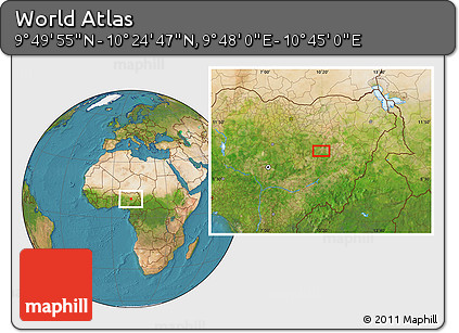 Satellite Location Map of the Area around 10° 7' 21" N, 10° 16' 30" E
