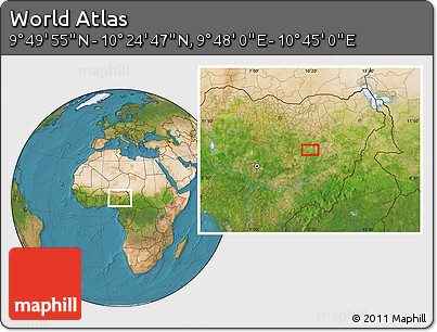 Satellite Location Map of the Area around 10° 7' 21" N, 10° 16' 30" E