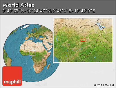 Satellite Location Map of the Area around 10° 7' 21" N, 10° 16' 30" E