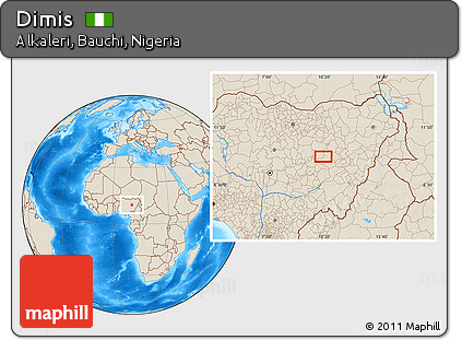 Shaded Relief Location Map of Dimis