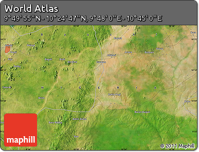 Satellite Map of the Area around 10° 7' 21" N, 10° 16' 30" E