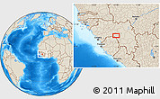 Shaded Relief Location Map of Konta