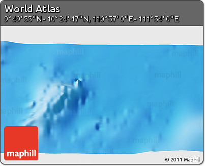 Physical 3D Map of the Area around 10° 7' 21" N, 111° 25' 30" E
