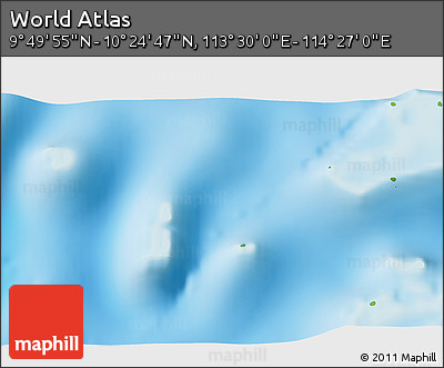 Physical 3D Map of the Area around 10° 7' 21" N, 113° 58' 29" E