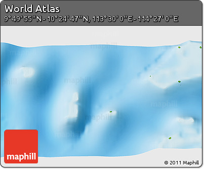 Physical 3D Map of the Area around 10° 7' 21" N, 113° 58' 29" E