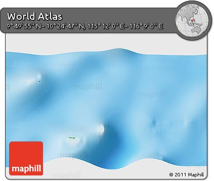 Physical 3D Map of the Area around 10° 7' 21" N, 115° 40' 30" E